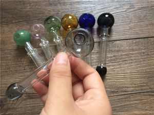 12 cm de long avec 12 mm OD Ball 30 mm cuillère en verre coloré fumer bong bol de tabac tuyau pour plate-forme pétrolière aux herbes bongs en verre