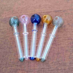 12cm Mini tuyau de brûleur à mazout en verre coloré tuyaux à billes colorés brûleurs à mazout en Pyrex tuyaux en verre tube en verre transparent pour fumer des plates-formes SW14