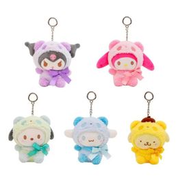 Porte-clés en peluche pour filles, jouets en peluche de 12Cm, dessin animé mélodie cannelle Purin chien, animaux en peluche mignons, pendentif poupée pour filles