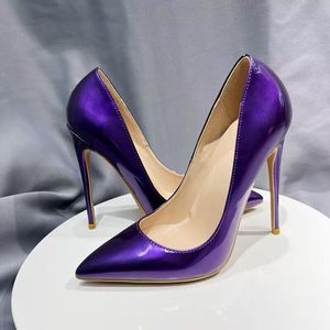 12Cm violet femmes à talons hauts minces talons hauts chaussures de soirée boîtes de nuit chaussures simples bout pointu chaussures femmes taille 33-45