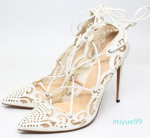 2022 Nieuwe 12 cm Sexy Hollow Out Banquet Dress Shoes Pointed teen groot formaat 35-46 hoge hakken trouwschoenen 6 kleuren