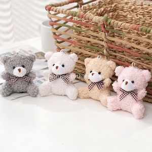 12 cm witte roze teddyberen gevulde pluche speelgoed mini beer poppen speelgoed sleutelhanger tas hanger trouwdecoratie kinderen verjaardagsfeestje cadeaus