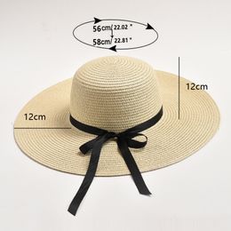 Sombreros de paja de ala ancha de 12 cm para mujer, sombreros de playa con protección UV grandes plegables de viaje flexibles de verano