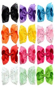 12Color 8 pouces Nouveaux enfants Pot d'onde en strass colorée Grands arcs de ruban avec des arcs de boutique à clip