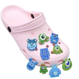 12Colors Baby Girl Boy Green Monster Anime Charms Wholesale Childhood Memories Funny Gift Cartoon Charms Shoe Accessories PVC Decoratie Buckle Soft Rubber Clog