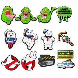 12Colors Ghostbuster Anime Charms Wholesale Childhood Memories Game Funny Gift Cartoon Charms Shoe Accessories PVC Decoratie Buckle Soft Rubber Clog Charms