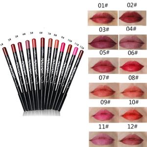 12Colors Lip Liners Potloodset Waterdichte gladde lippotloodslange blijvende matte make -up lipliners sexy lip make -up set 240412