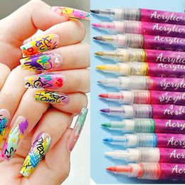 12Colors Nail Art Graffiti Set Set Diy Graffiti Smudge Drawing Nail Painting Pen 1 * Kit Colorful Brush Drawing Pen TD126K 240430