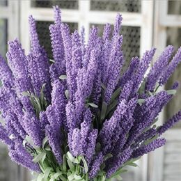 12 cabezas de flores artificiales PE lavanda flor falsa ramo de flores de boda kunstbloemen césped artificial plantas falsas GB533245n