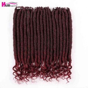 12 Pulgadas 2X Goddess Faux Locs Crochet Hair Ombre Curly Extensiones de Trenzado Sintético Para Mujeres Africanas Expo City 220610