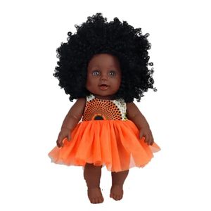 12 inch baby pop met kleding speelgoed als cadeau voor kinderen Afrika zwart krullend haar 240306