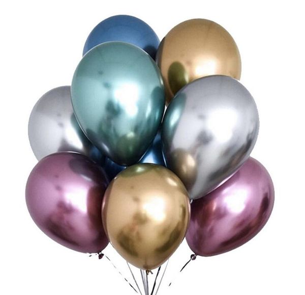 12 pulgadas Nuevos Globos de látex de perlas de metal brillante Grueso Cromo Colores metálicos Bolas de aire inflables Globos Decoración de fiesta de cumpleaños GB1592