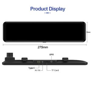 12 pouces à écran tactile Dash came 4k wifi wifi gps salle de milieu miroir enregistreur vidéo voiture dvr boîte noire véhicule arrière-vue de la caméra 24h parking