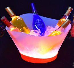 12L LED Oplaadbare ijsemmers 6 kleurenrepen nachtclubs verlichten champagne wijnfleshouders bier whisky koeler
