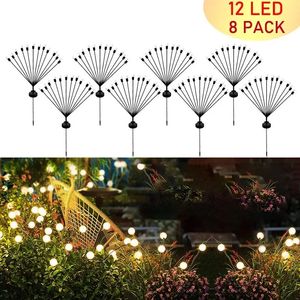 12d Solar Firefly Lights Solar Garden Firefourf Light Outdoor Sploproping Light For Yard Patio Pathway Decoration 240407