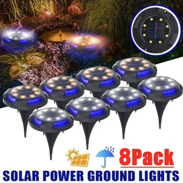 12d Solar Power Disk Light Outdoor Garden Solar Solar Underground Light Pidre Light Spotlight Buried Solar LED Lampe Decor