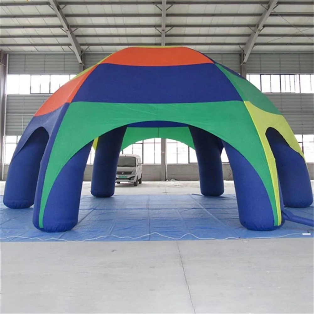 Färgglada Big Party Shelter Uppblåsbar spindelkupol tält Air Blown Arch Marquee House kommer med fläkt till salu/hyra med fläktfria fartyg 12 m dia (40ft)