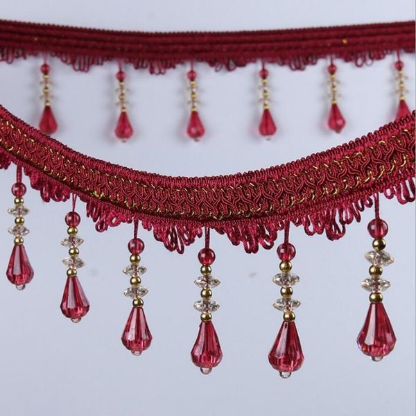 Pendentif en perles de diamant de 12 mètres, ruban d'habillage en tissu dentelle suspendu pour rideaux de fenêtre, décoration de fête de mariage, vêtements, couture DIY219z