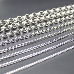 12 meter veel hele roestvrijstalen Ronde Rolo Chain Link DIY Sieraden Markering bevindingen kettingen 2 5mm 3mm 4mm 6mm299b