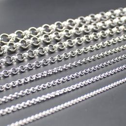 12 mètres lot entier en acier inoxydable rond Rolo chaîne lien bijoux à bricoler soi-même marquage résultats chaînes 2 5mm 3mm 4mm 6mm259W