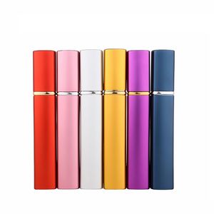 Bouteille de parfum en aluminium de 12 ml, conteneurs rechargeables carrés, emballage cosmétique portable, atomiseur, réservoir intérieur en verre, parfum vide en métal, bouteilles de brouillard de pulvérisation en métal