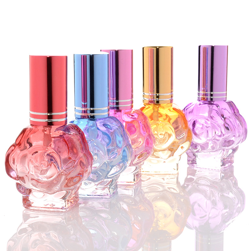 Botella de perfume de 12 ml Botella de spray de rosa Botella de viaje de vidrio Mini botellas vacías cosméticas portátiles