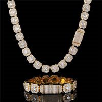 12mm 16/18/20/22/24 pouces plaqué or Bling CZ diamant chaîne collier Bracelet pour hommes femmes Hip Hop Punk bijoux collier chaînes