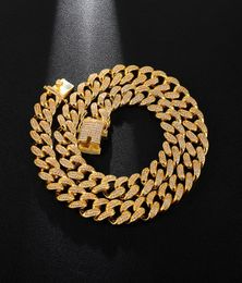 12 mm 1630 pouces de qualité supérieure Bling Zirconia Iced Out Miami Cuban Chain pour hommes Colliers de hip hop