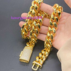 12mm 18-24 pouces plaqué or en acier inoxydable Pass Test Moissanite chaîne cubaine collier Bracelet liens bijoux pour hommes femmes beau cadeau