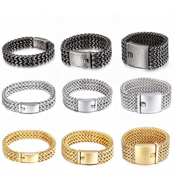 18mm / 30mm maille lourde vélo lien chaîne bracelet hommes femmes punk vintage métal acier inoxydable hommes motard bracelet charme large bracelets bracelet bijoux