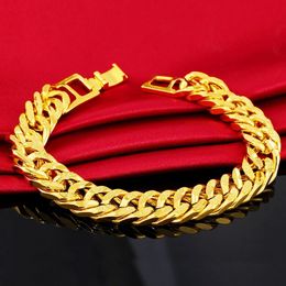 Bracelets de couleur en or pure de 12 mm 24k pour hommes bracelettes de chaîne bracelet bracelets