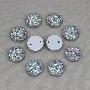 12mm 300 pièces cristal AB acrylique dos plat rond forme de cercle acrylique strass coudre sur 2 trous 178b