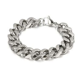 12 mm 8 66 '' Bracelet de chaîne de liaison cubaine en acier inoxydable à haut poli bracelet Bracelet pour hommes bijoux BILANDS d'anniversaire beaux cadeaux2462