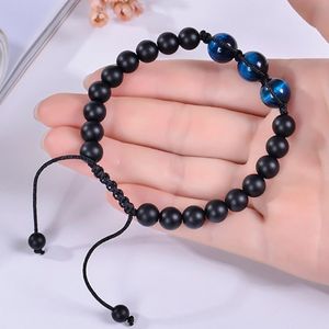 12MM Amethist Verstelbare Natuursteen Tijgeroog Zwart Frosted Armbanden voor Mannen Vrouwen Mode-sieraden cadeau