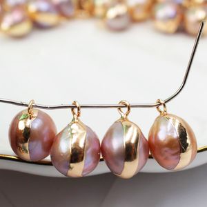 12mm baroque Edison violet perle ronde doré bordé connecteur perle pour amateur de fabrication de bijoux