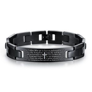 Bracelet de charme de croix de prière de 12 mm Black Lord en acier inoxydable Bracelet Cross323h en acier inoxydable