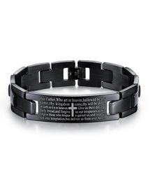 Bracelet à charme croisé de prière noire de 12 mm Black039s en acier inoxydable bracelet croisé8511088