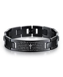 Bracelet de la prière noire de 12 mm Black039s Bracelet en acier inoxydable Bracelet Cross1317976