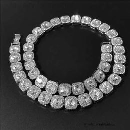 12 mm geclusterde diamant tennis Iced Out Cubic zirkoon Cubaanse ketting in wit gouden kettingarmband hiphop sieraden set