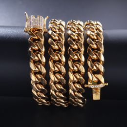12mm cristal zircon acier inoxydable chaîne cubaine or diamant lien bracelet colliers pour hommes discothèque hip hop bijoux de mode volonté et sable