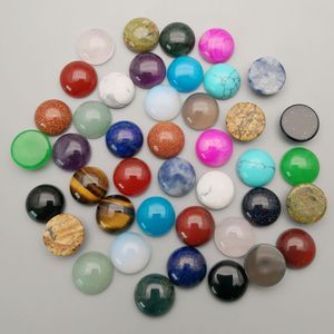 12mm Flat Terug kwarts Loose steen Ronde cabine cabochons Chakra kralen voor sieraden maken Healing Crystal groothandel