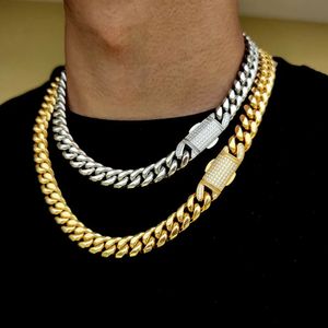 Bijoux Hip Hop en acier inoxydable pour hommes, 12mm, Cadena de luxe, chaîne à maillons cubains Miami, collier de rappeur Rock, 240313