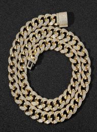 12 mm Iced Miami Diamond Cuban Link Chain réel 14k jaune Solide Solide complet Real Chocker 1624 pouces de zircone cubique Bijoux 1843612