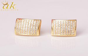 Boucle d'oreille Icedout 12 mm pour hommes carrés SPRIM SPIRAL PLIG BURD Back Hip Hop Jewelry Gold Coul Material Copper CZ Stone7732737