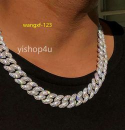 Collar de cadena de eslabones de burbujas cubanas de Miami de 12 mm, pulseras, chapado en oro blanco de 14 k, gargantilla ICY real con diamantes, joyería de circonio cúbico de 16-22 pulgadas