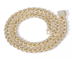 12 mm Miami Collier de chaîne cubaine Femme Gold Silver Color Iced Out Zircon PAVE