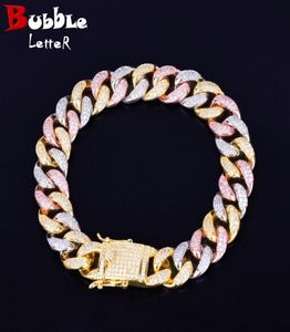 Bracelet de chaîne cubaine de couleur mixte de 12 mm Matière de chaîne cubaine Zircon Hop Hop Rock Street Charms Bijoux4854687