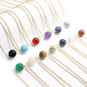 12mm cristal naturel pierre à la main perlé pendentif colliers avec chaîne pour femmes fille fête Club décor bijoux chanceux