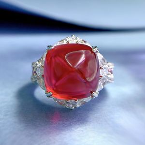 12 mm Ruby Diamond Ring 100% Real 925 Sterling Silver Party trouwringen voor vrouwen Men Betrokkenheid sieraden