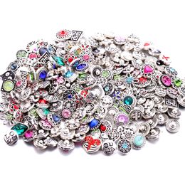 12mm botón a presión joyería pendientes pulsera collar DIY cristal Diamante de imitación flor 12mm Metal botones a presión dijes